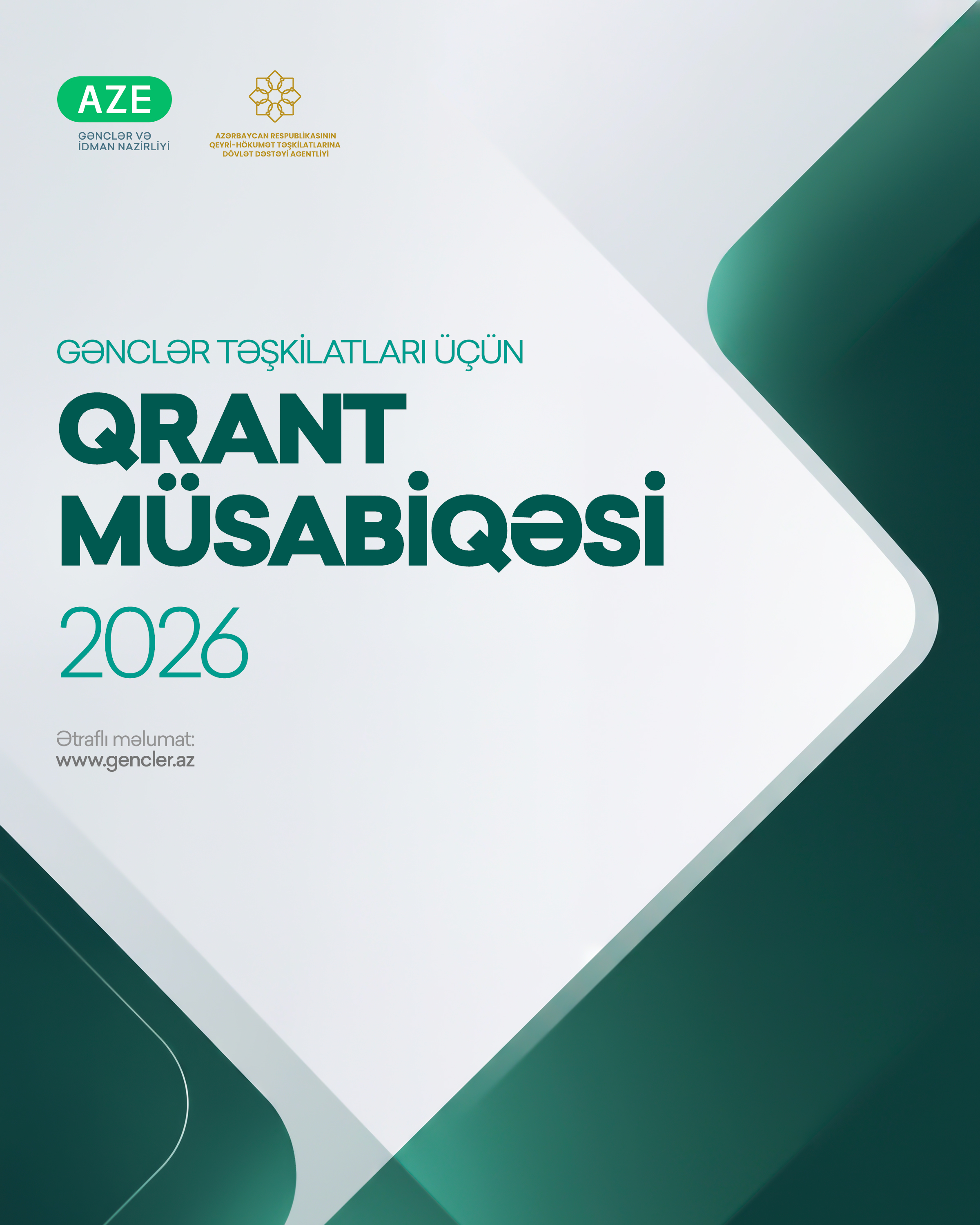 Azərbaycan Respublikasının Gənclər və İdman Nazirliyi və Qeyri-Hökumət Təşkilatlarına Dövlət Dəstəyi Agentliyinin gənclər təşkilatlarının fəaliyyətinin dəstəklənməsi məqsədilə birlikdə qrant müsabiqəsi elan edilir.